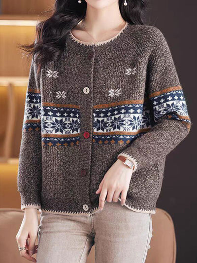 Katherine Vintage Crew Neck Knitted Cardigan