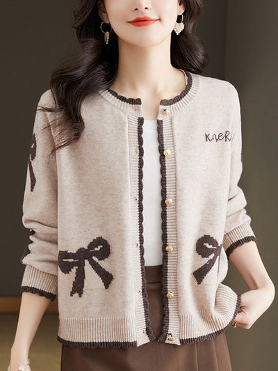 Grace Loose Crew Neck Button Knitted Cardigan