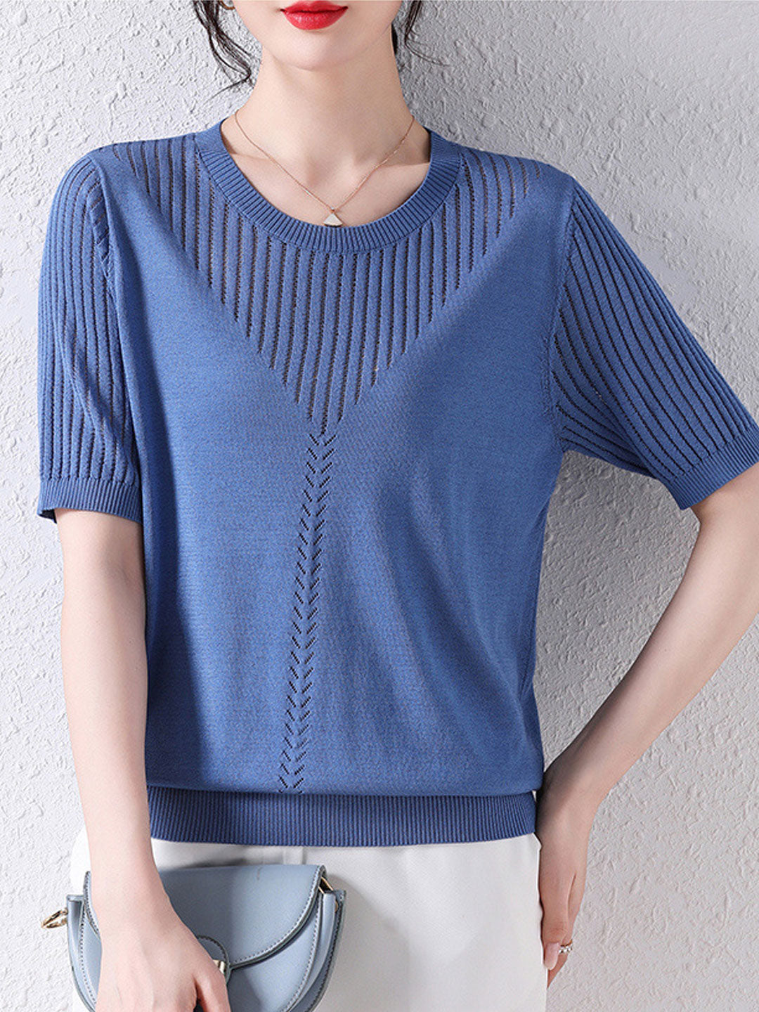 Sophie Loose Crew Neck Hollow Knitted Top