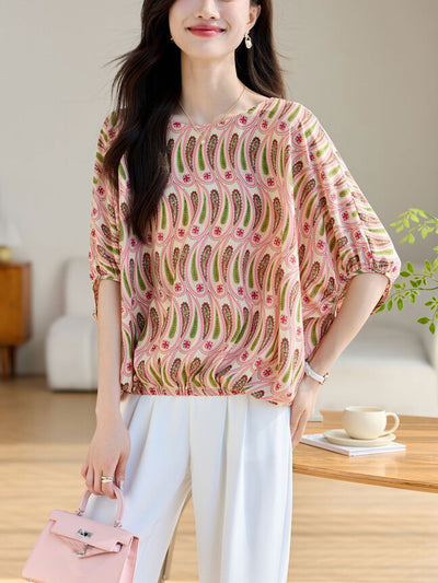 Ava Casual Crew Neck Loose Chiffon Top