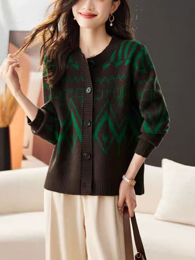 Maya Classic Crew Neck Knitted Cardigan