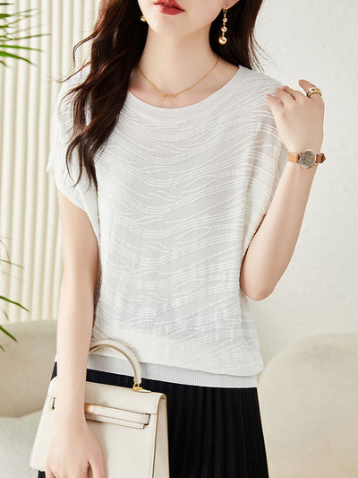 Claire Classic Crew Neck Texture Top