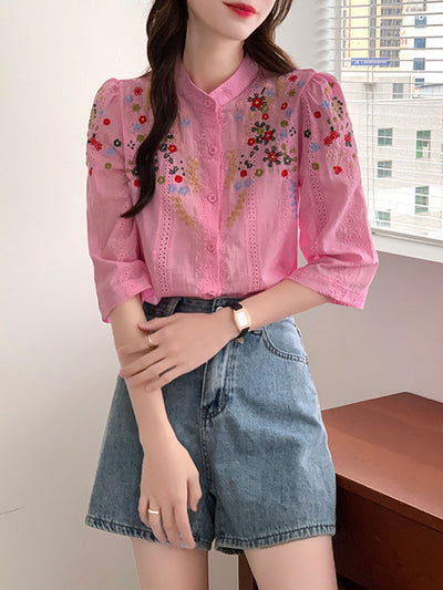 Brianna Vintage Embroidered Jacquard Top