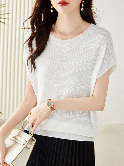 Claire Classic Crew Neck Texture Top