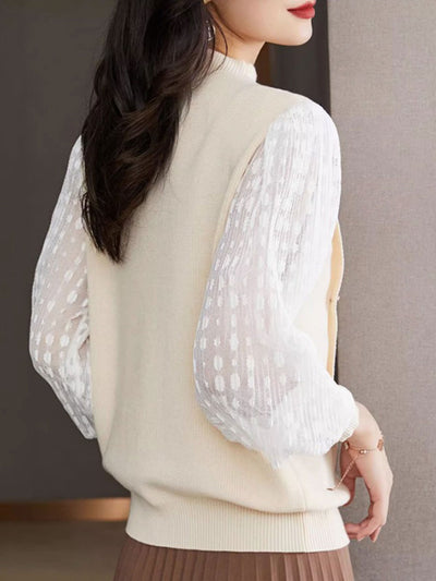 Ava Turtleneck Lantern Sleeve Knitted Top