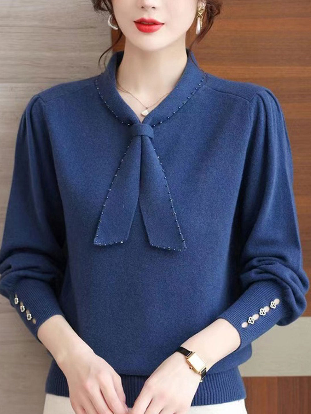 Anna Loose V-Neck Knitted Pullover Sweater