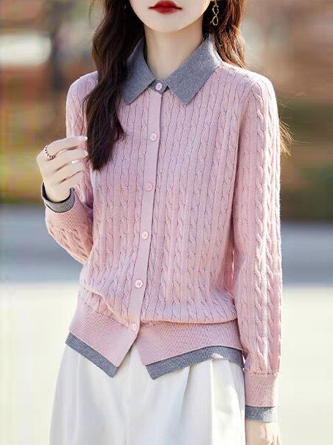 Abigail Cute Doll Collar Button Knitted Cardigan