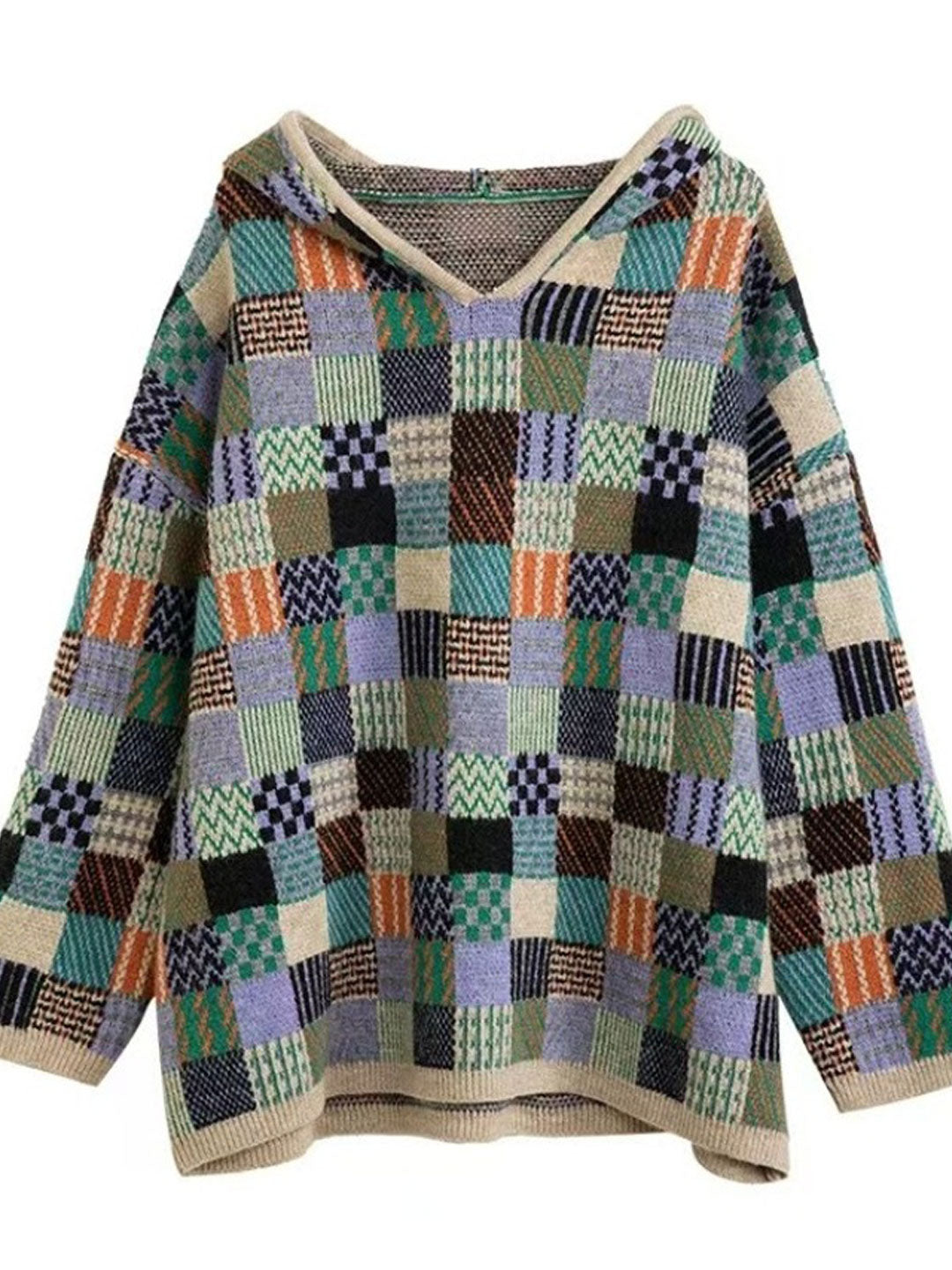 Sarah Loose Pullover Plaid Knitted Sweater