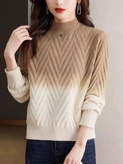 Emily Classic Ombre Turtleneck Knitted Sweater