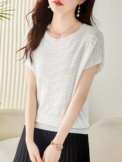 Claire Classic Crew Neck Texture Top