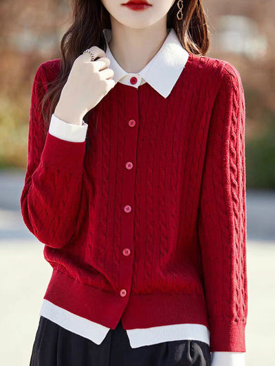 Abigail Cute Doll Collar Button Knitted Cardigan