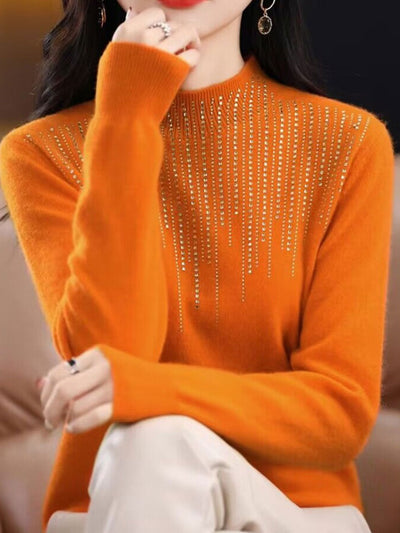 Mia Clssic Crew Neck Diamond Knitted Sweater