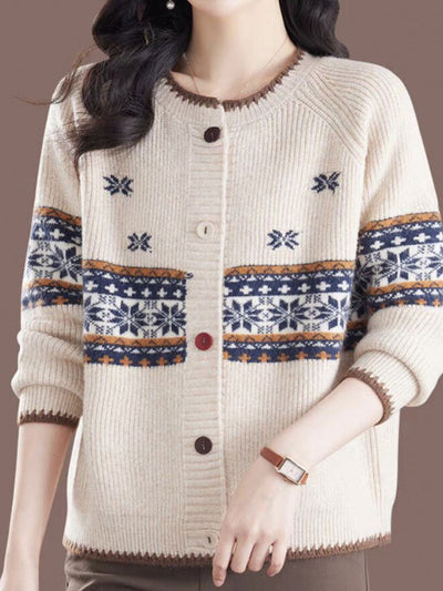 Katherine Vintage Crew Neck Knitted Cardigan