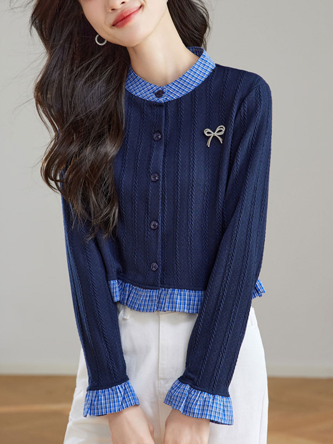 Jessica Loose Crew Neck Solid Color Knitted Cardigan