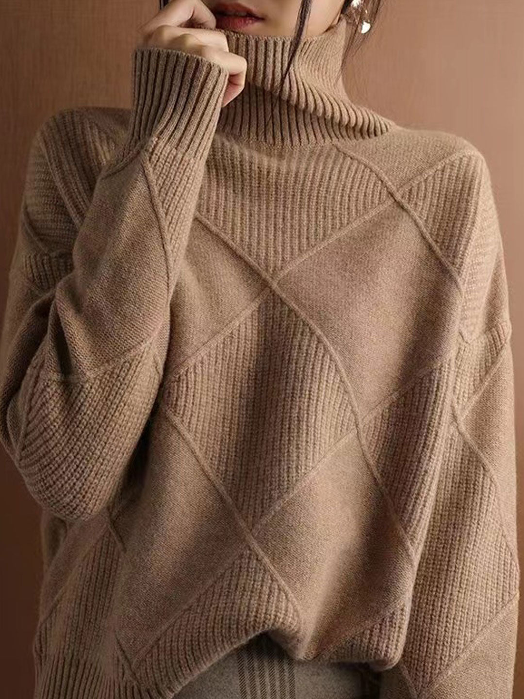 Emma Loose Turtleneck Solid Color Knitted Sweater