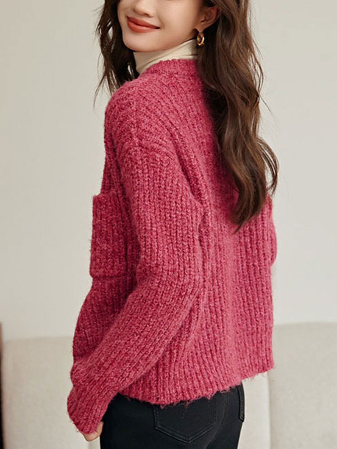 Madison Loose Crew Neck Knitted Cardigan