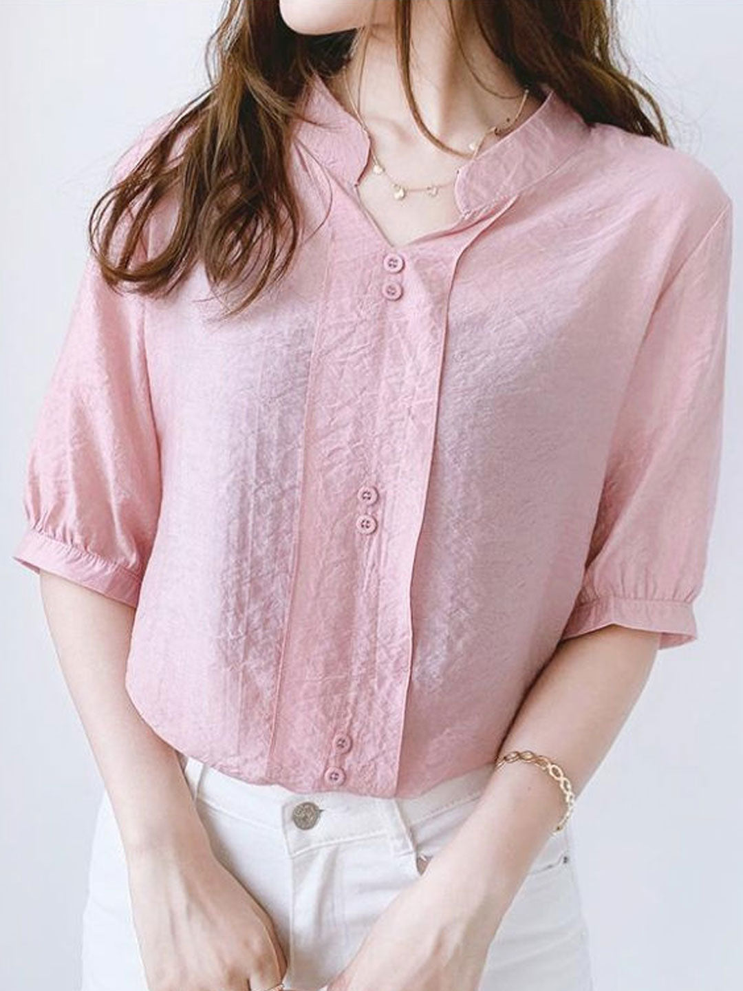 Morgan Classic V-Neck Lace Hollowed Chiffon Top