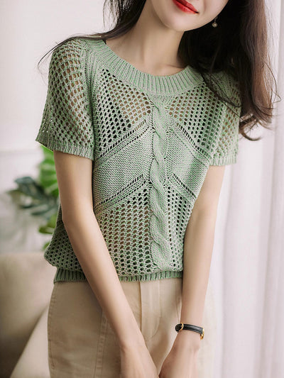 Trinity Casual Hollowed Knitted Top