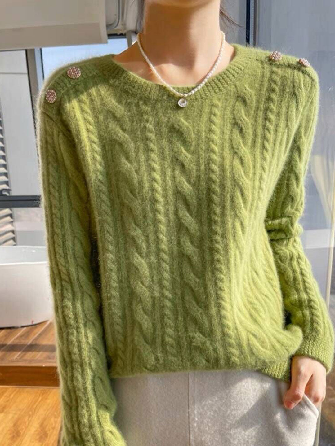 Abigail Casual Crew Neck Solid Color Knitted Sweater