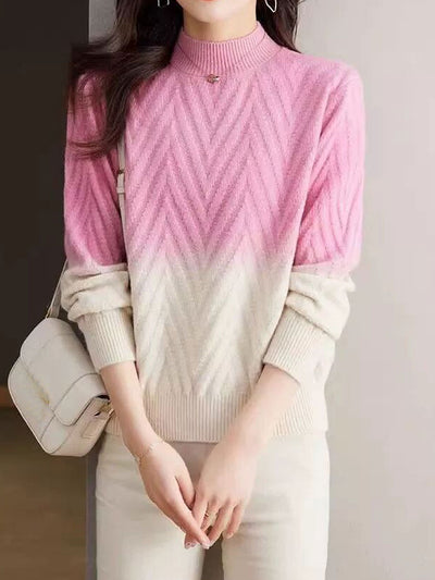 Emily Classic Ombre Turtleneck Knitted Sweater