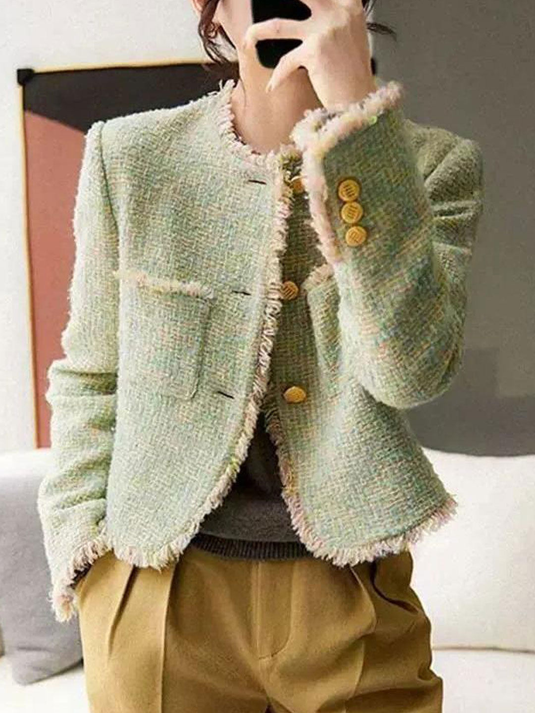 Bailey Elegant Crew Neck Tweed Jacket