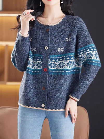 Katherine Vintage Crew Neck Knitted Cardigan