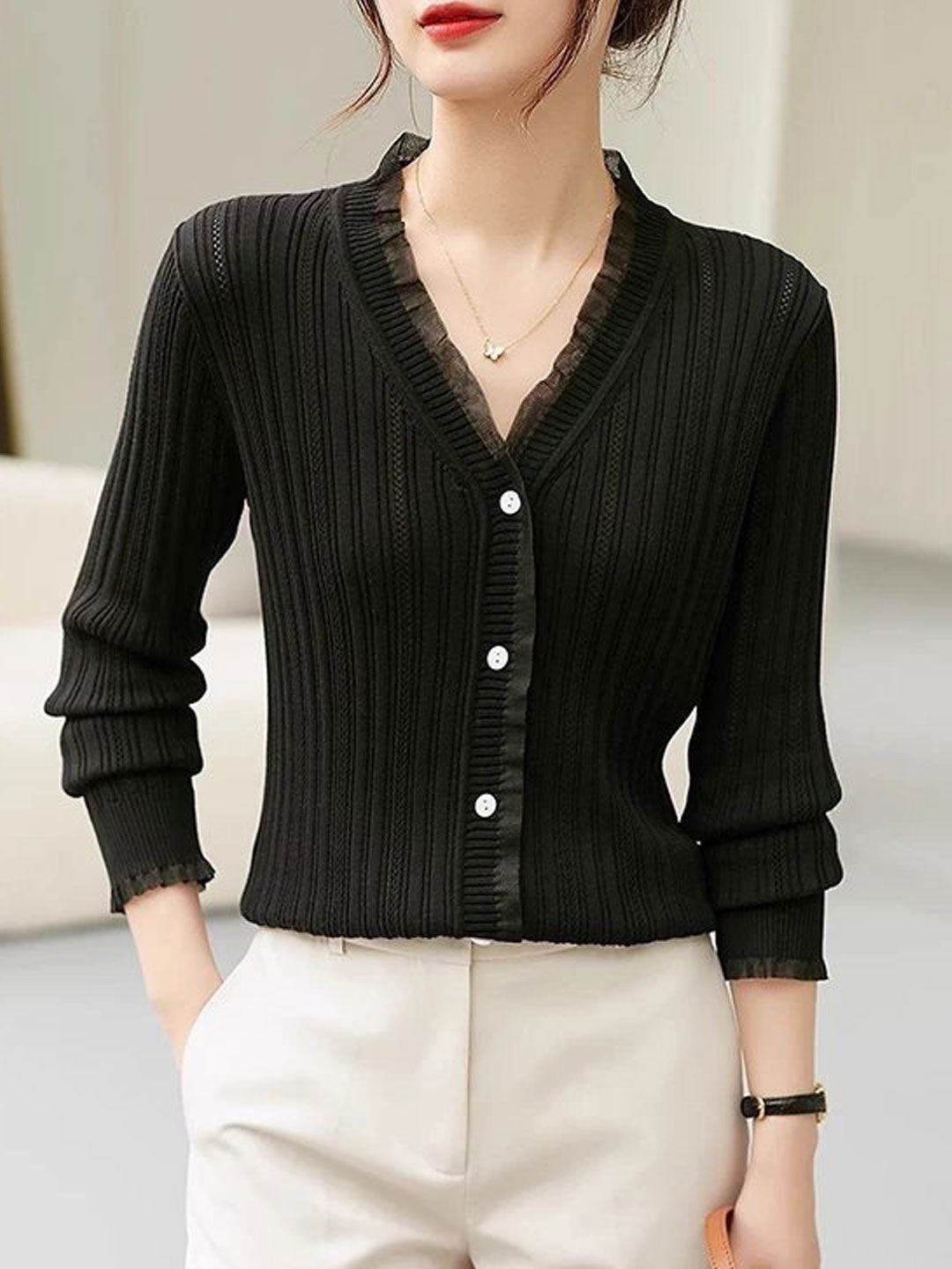 Emma Vintage V-Neck Knitted Cardigan