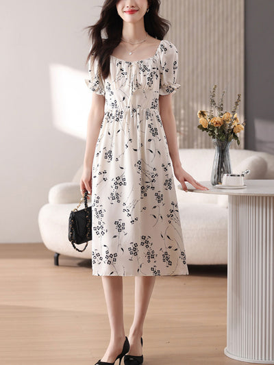 Bailey Elegant Puff Sleeve Floral Printed Dress