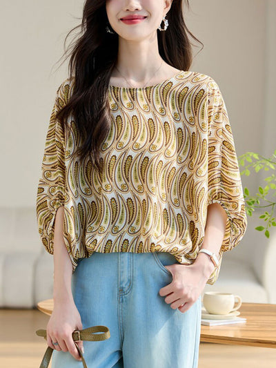 Ava Casual Crew Neck Loose Chiffon Top