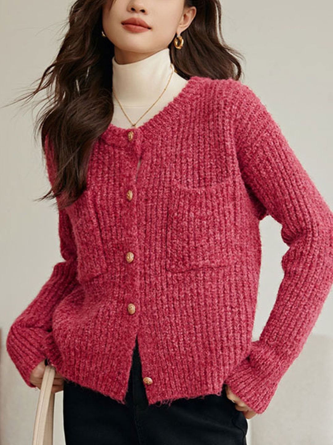 Madison Loose Crew Neck Knitted Cardigan