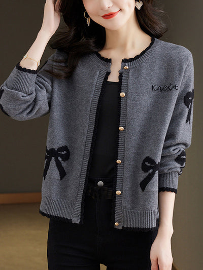 Grace Loose Crew Neck Button Knitted Cardigan