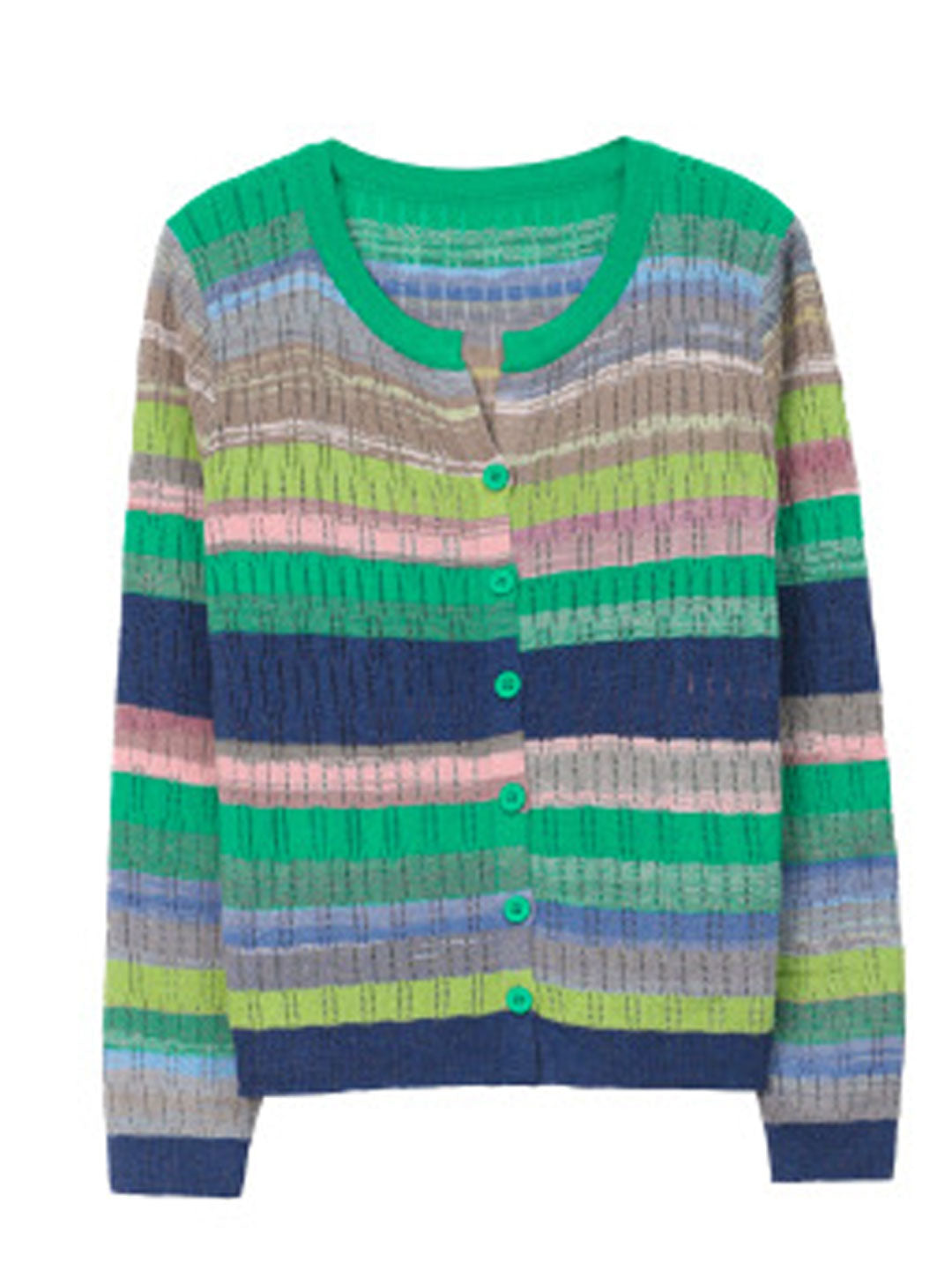 Hannah Classic Crew Neck Striped Knitted Cardigan