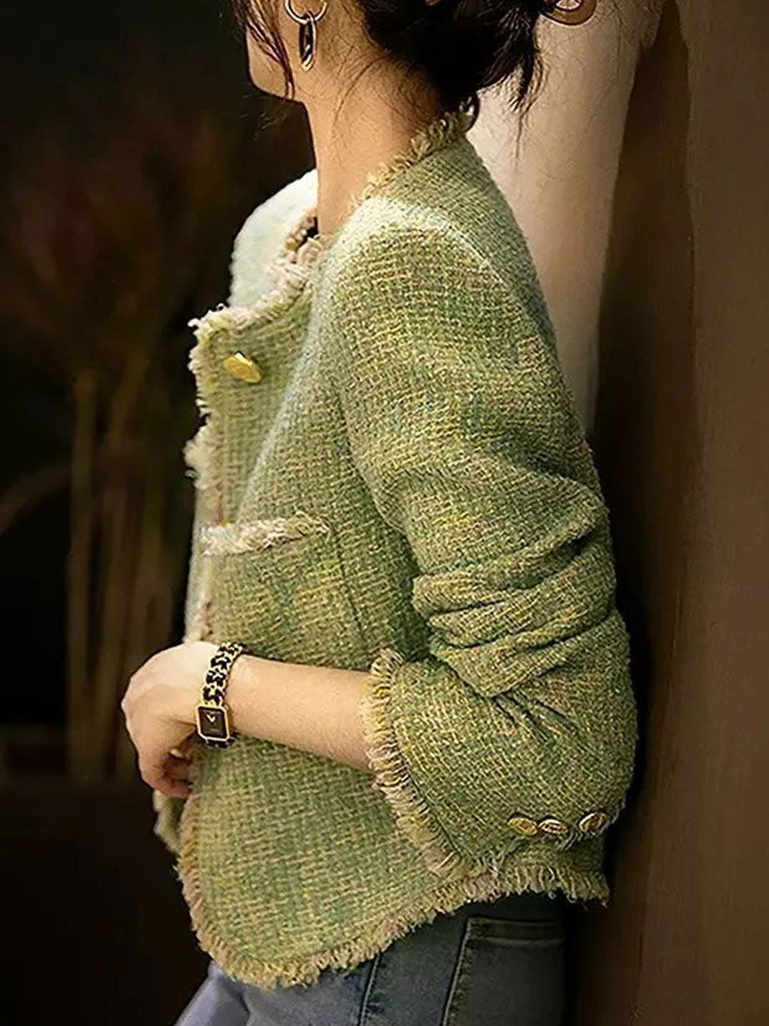 Bailey Elegant Crew Neck Tweed Jacket