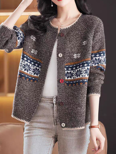 Katherine Vintage Crew Neck Knitted Cardigan