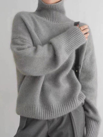 Mia Loose Turtleneck Solid Color Knitted Sweater