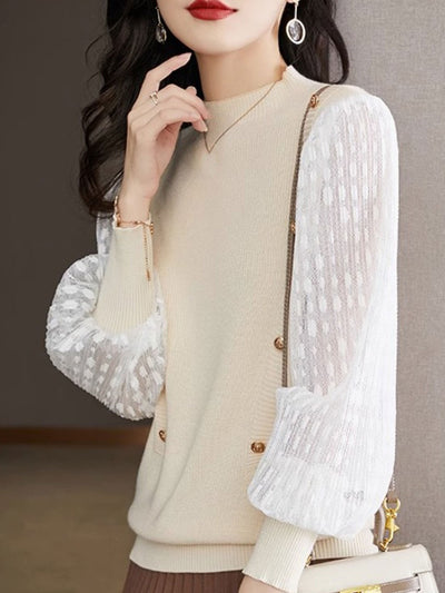 Ava Turtleneck Lantern Sleeve Knitted Top