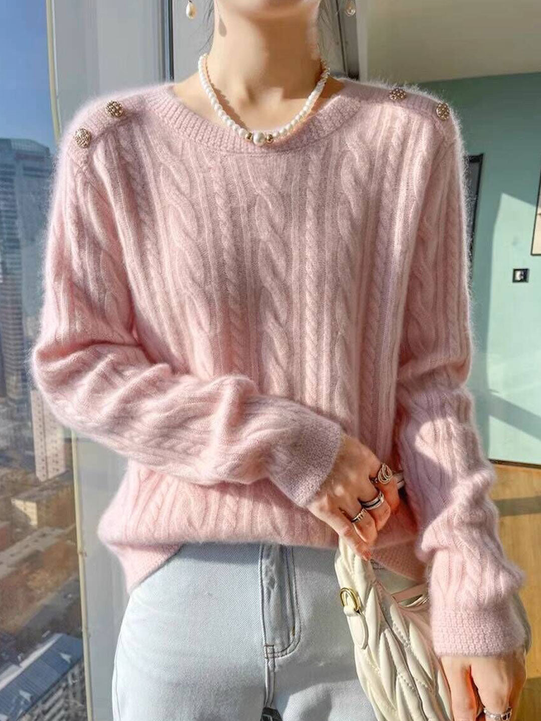 Abigail Casual Crew Neck Solid Color Knitted Sweater