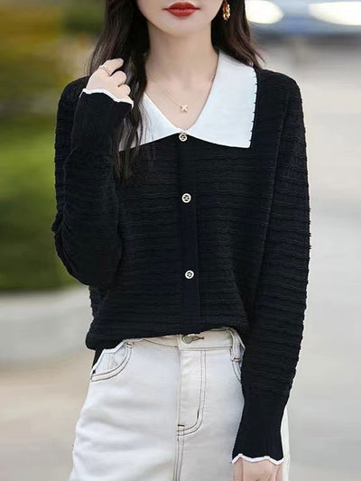 Grace Casual Doll Collar Hollowed Knitted Top