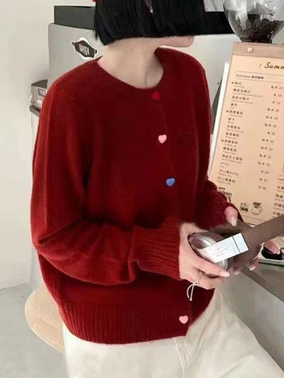 Jessica Classic Crew Neck Solid Color Knitted Cardigan