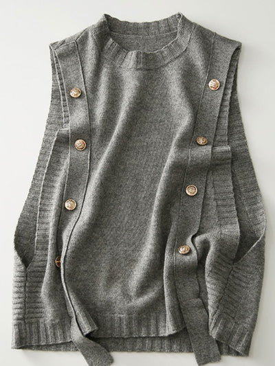 Abigail Loose Button Knitted Vest-Coffee