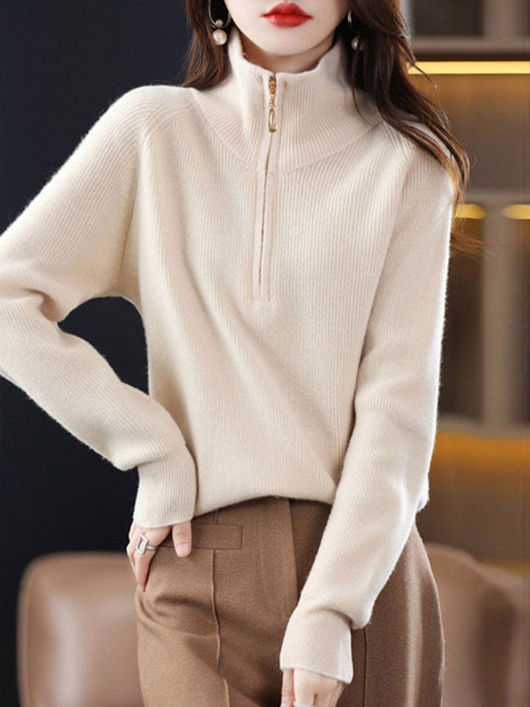 Julia Loose Pullover Zipper Knitted Coat