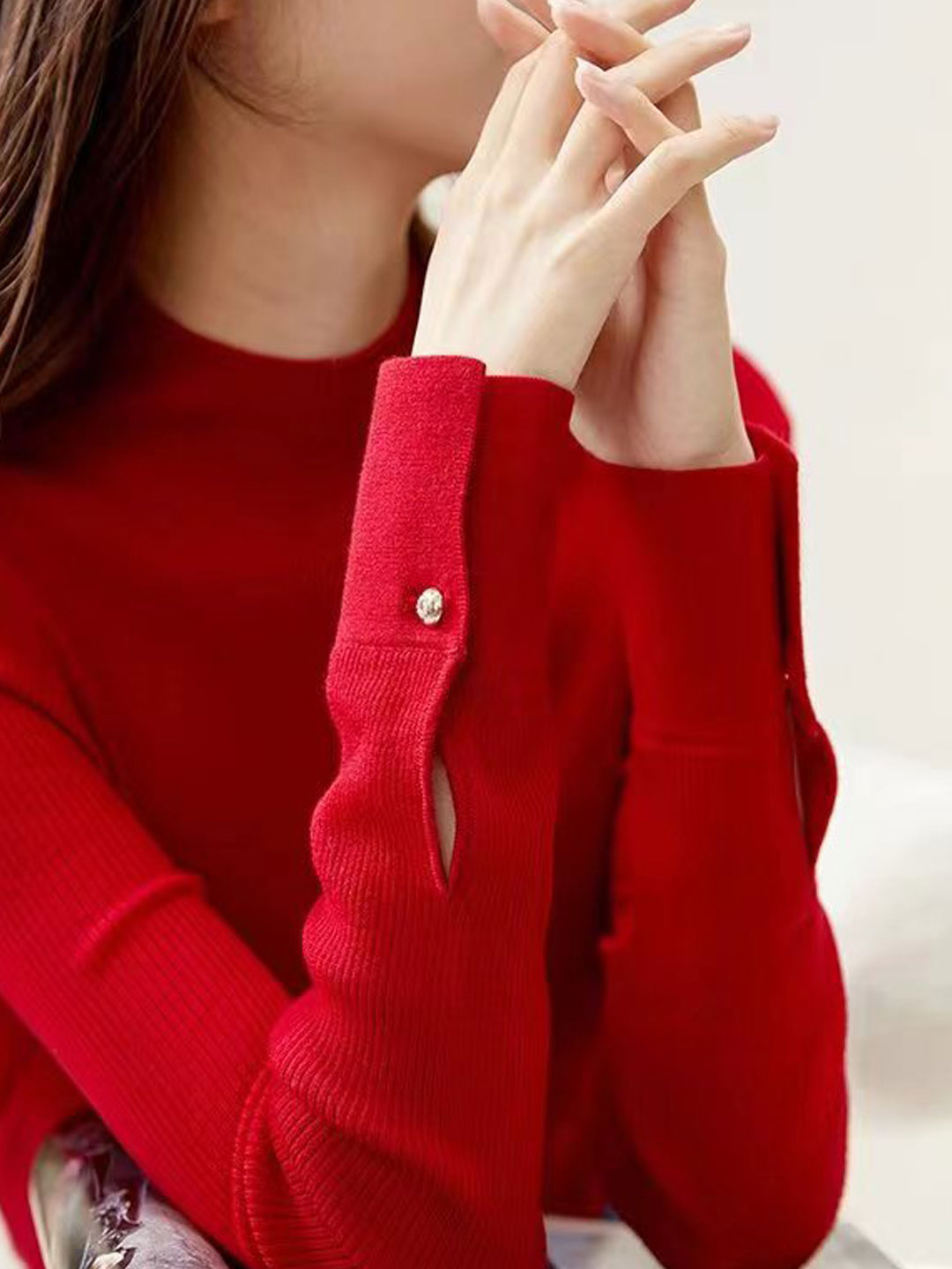 Sophia Classic Turtleneck Solid Color Knitted Sweater