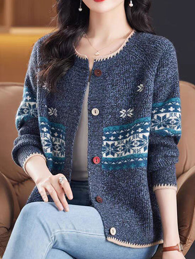 Katherine Vintage Crew Neck Knitted Cardigan