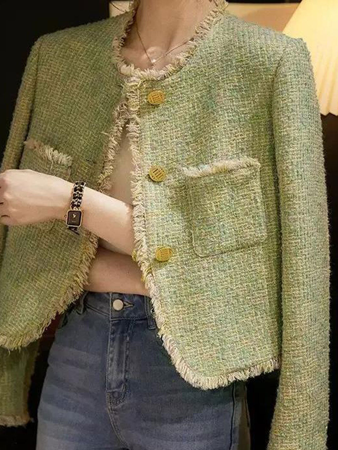 Bailey Elegant Crew Neck Tweed Jacket