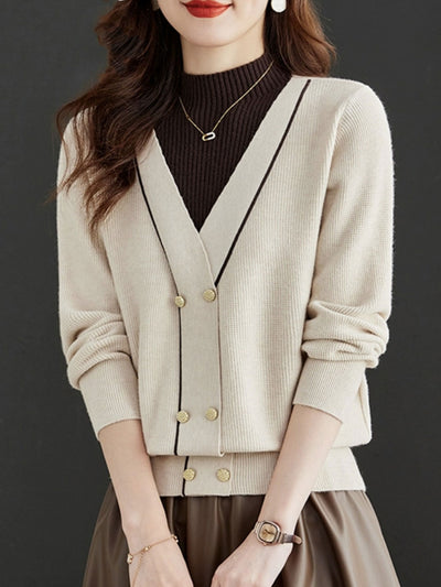 Zoe Loose Turtleneck Striped Knitted Sweater