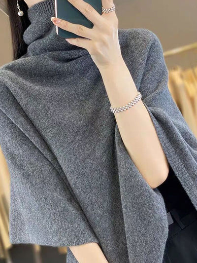 Gianna Loose Turtleneck Knitted Sweater Cape