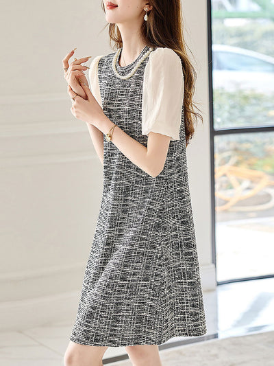 Sarah Retro Crew Neck Textured Knitted Dress