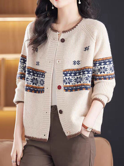 Katherine Vintage Crew Neck Knitted Cardigan