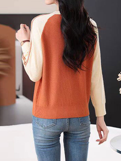 Camila Casual Crew Neck Colorblock Knitted Sweater