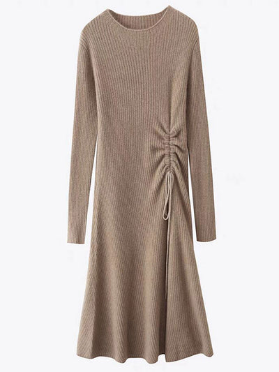 Jessica Elegant Crew Neck Solid Color Knitted Dress